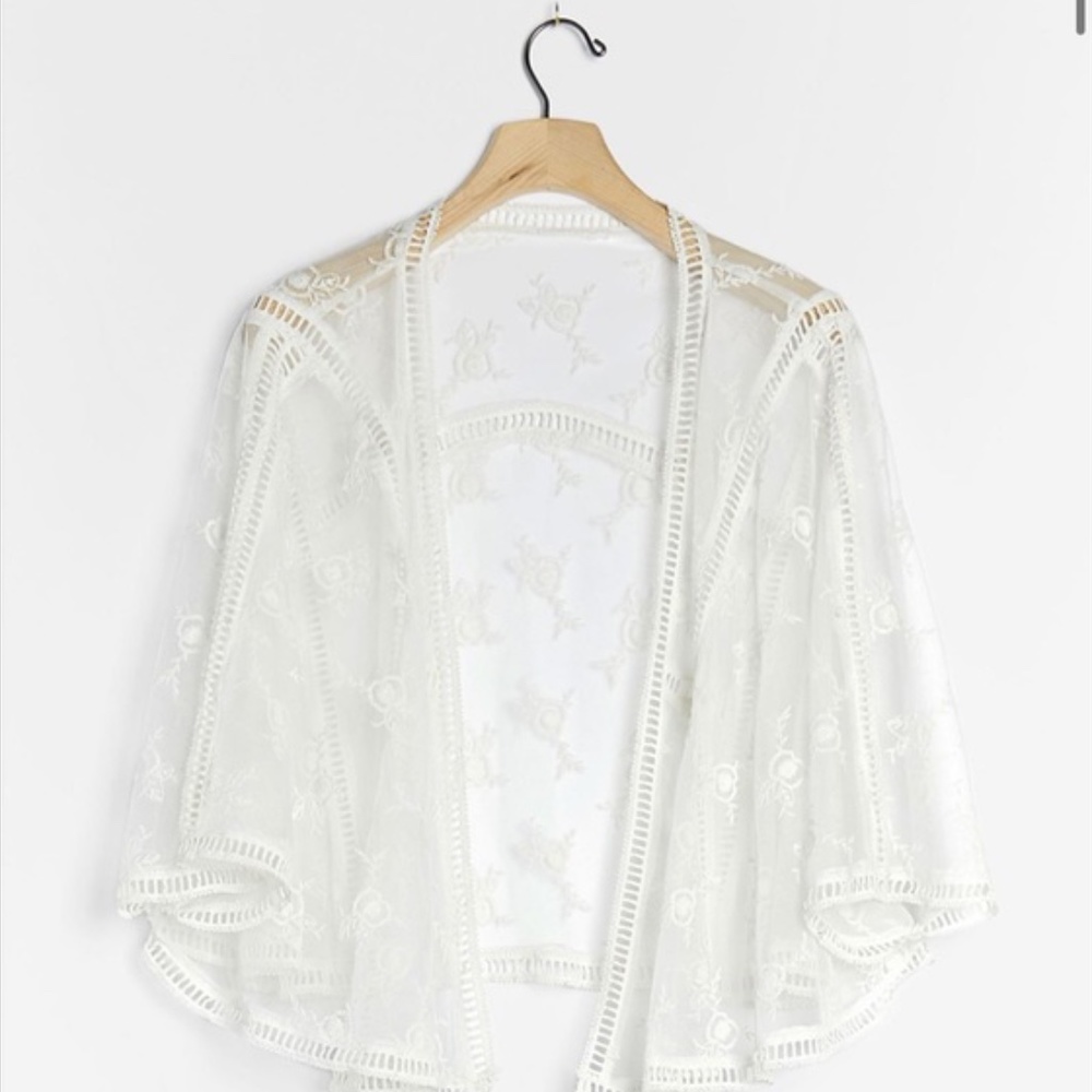 Anthropologie Bailey Cropped Lace Kimono NEW